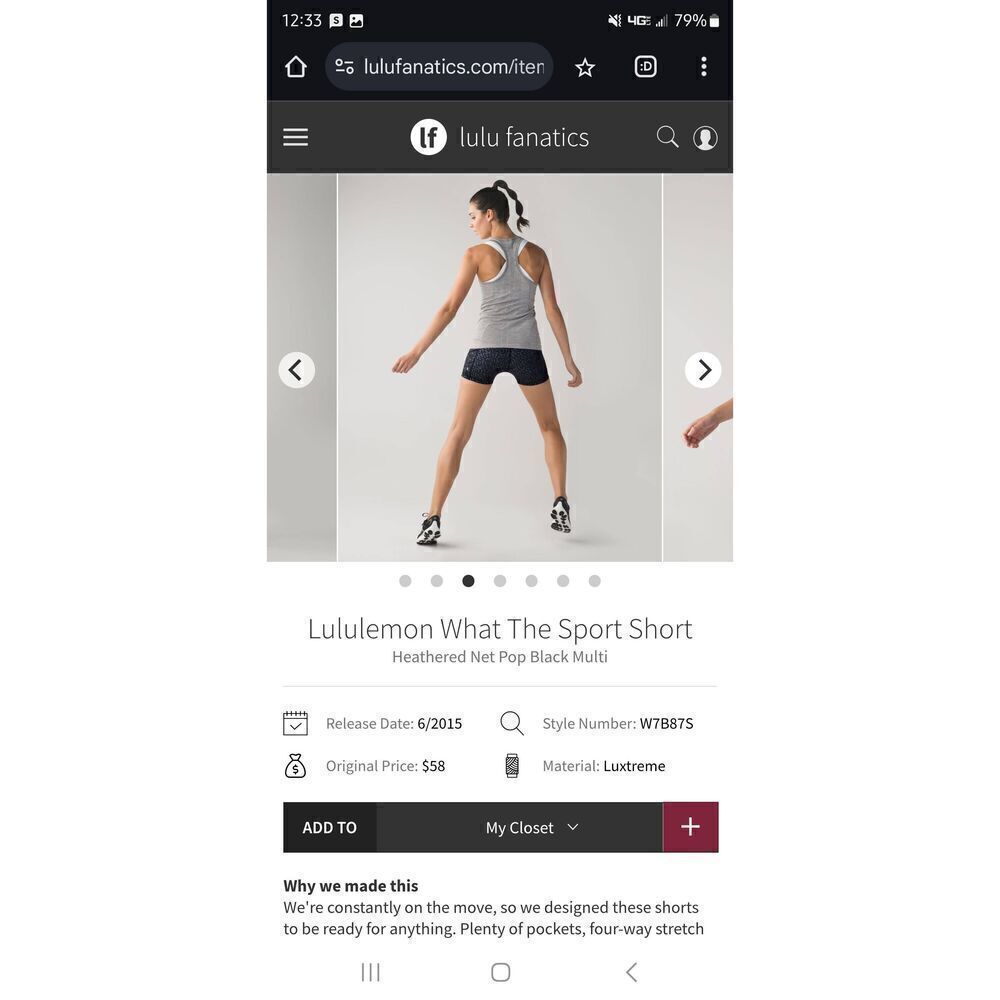 Lululemon Size 6 What the Sport Shorts - Picture 4 of 4